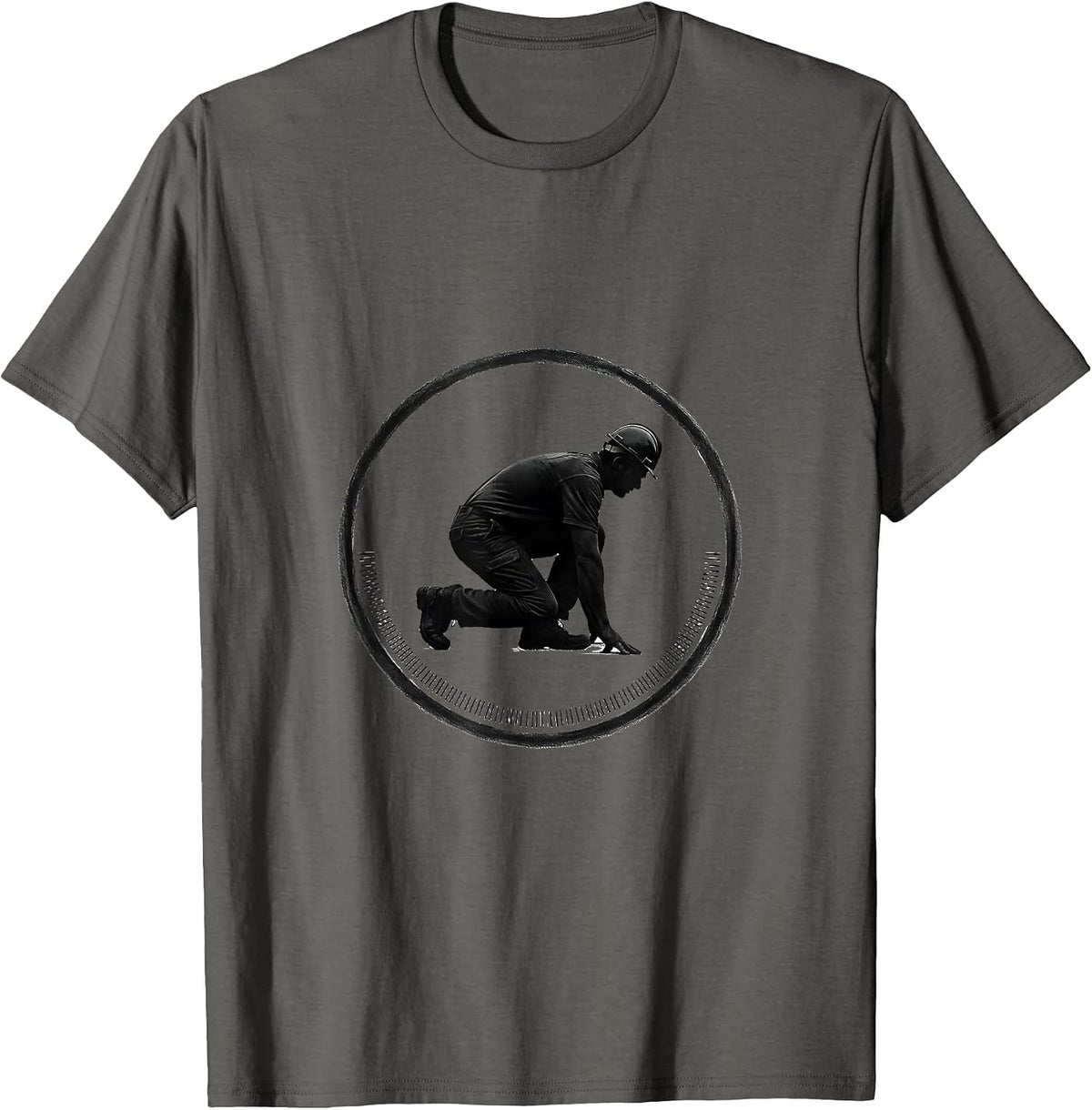 Men's Lineman Minimalist Football Fan Deadpan Humor T-Shirt - Asphalt Grey