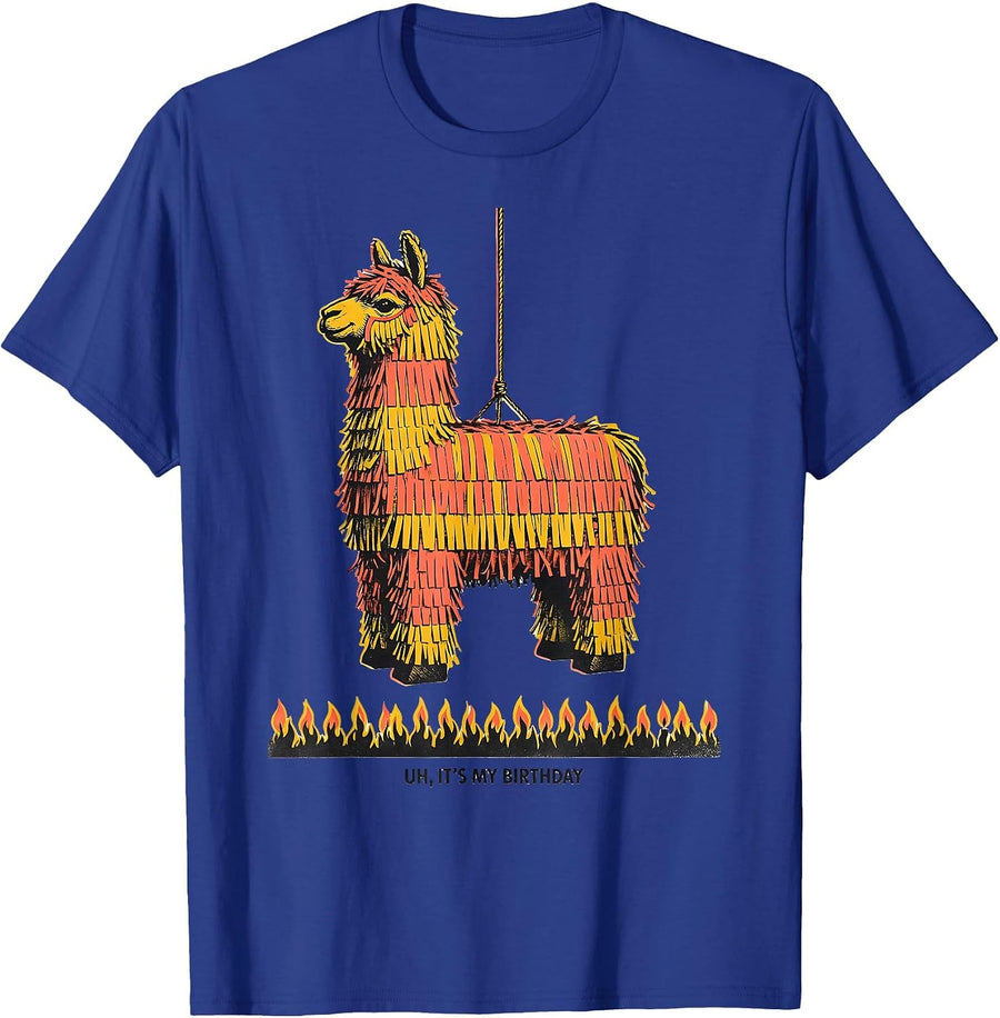 Uh, It's My Birthday Funny Llama Piñata Gamer Party Bday T-Shirt - Royal Blue