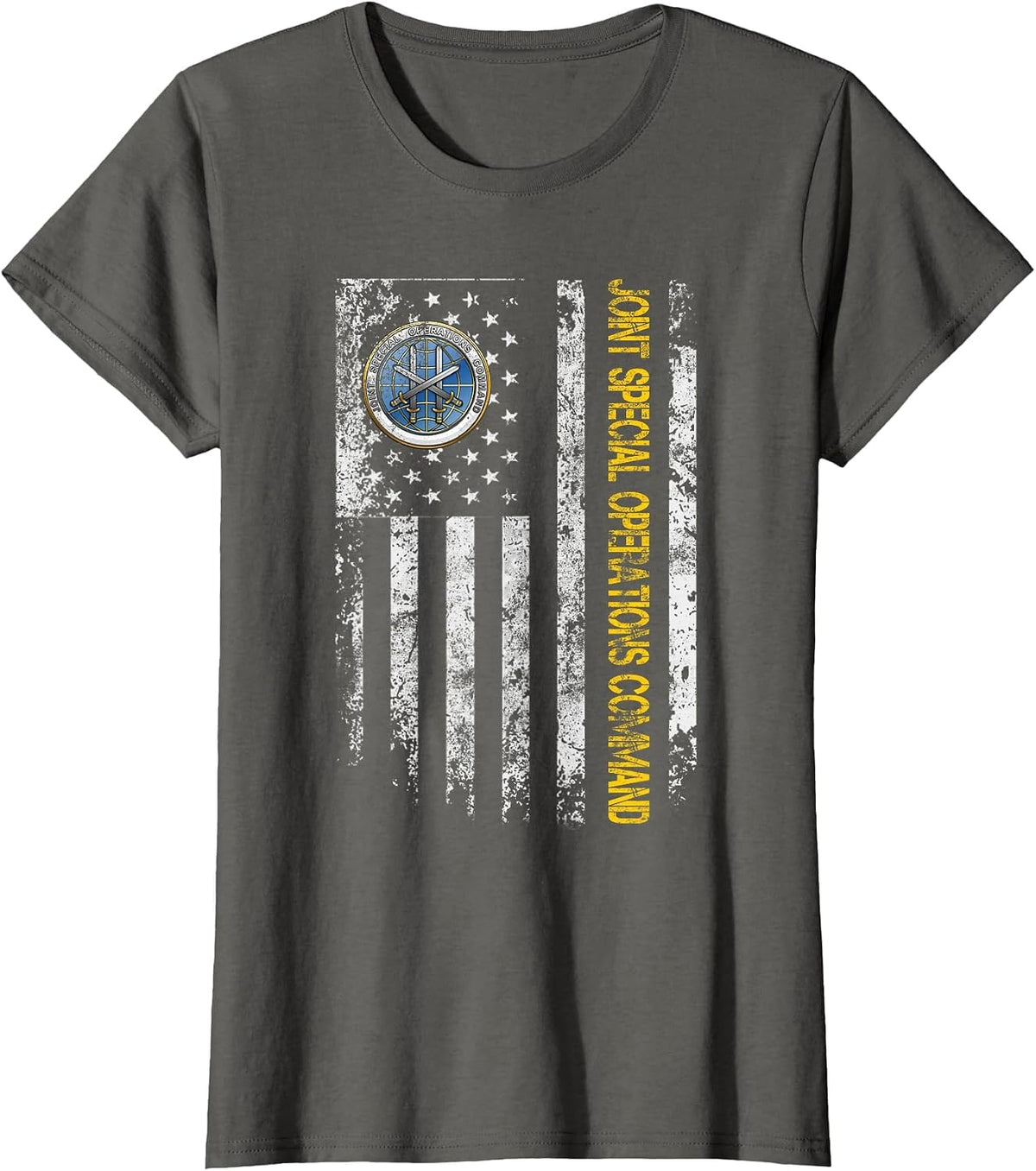 USA Flag Joint Special Operations Command JSOC Veterans Day T-Shirt - Asphalt Grey