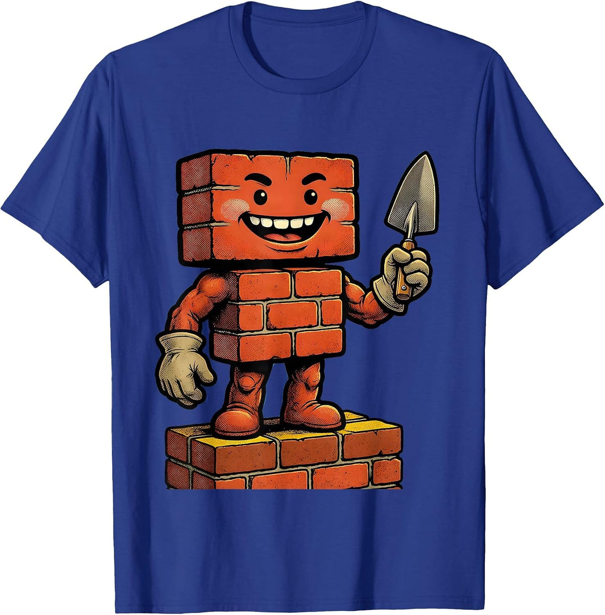 Labor Day Bricklayer Stack and Trowel Graphic T-Shirt - Royal Blue