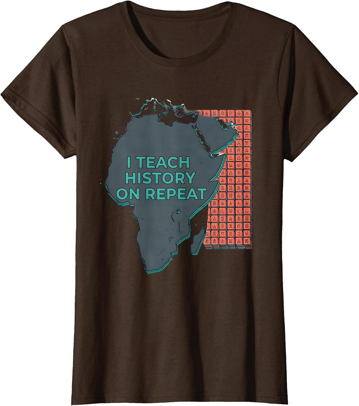 I Teach History On Repeat Funny History Teacher Gift T-Shirt, Women, Brown, Large - As Pictured