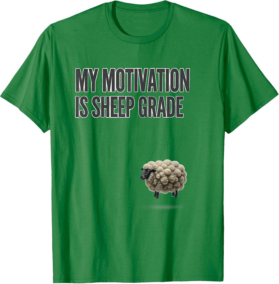 Men's My Motivation Is Sheep Grade Funny Farm Animal Humor T-Shirt - Kelly Green