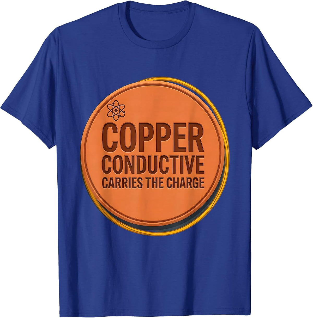 Men's Copper Conductive Carries The Charge Funny Science Chemistry T-Shirt - Royal Blue