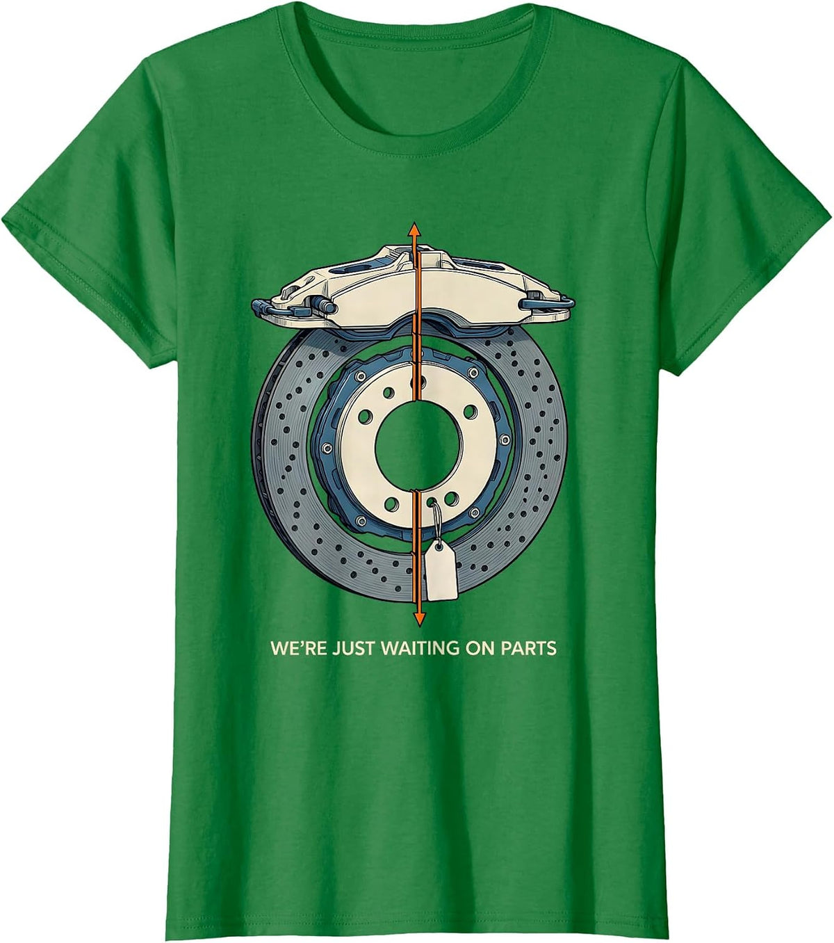 We're Just Waiting On Parts Funny Mechanic Skeleton Auto T-Shirt - Kelly Green