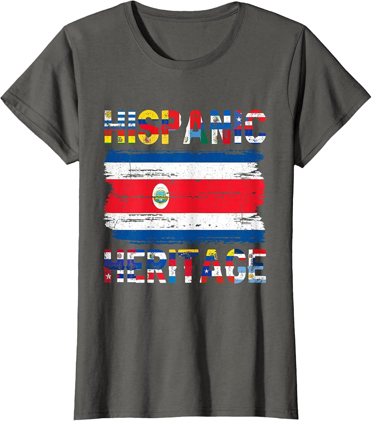 Vintage Costa Rica Costa Rican Flag Pride Hispanic Heritage T-Shirt - Asphalt Grey