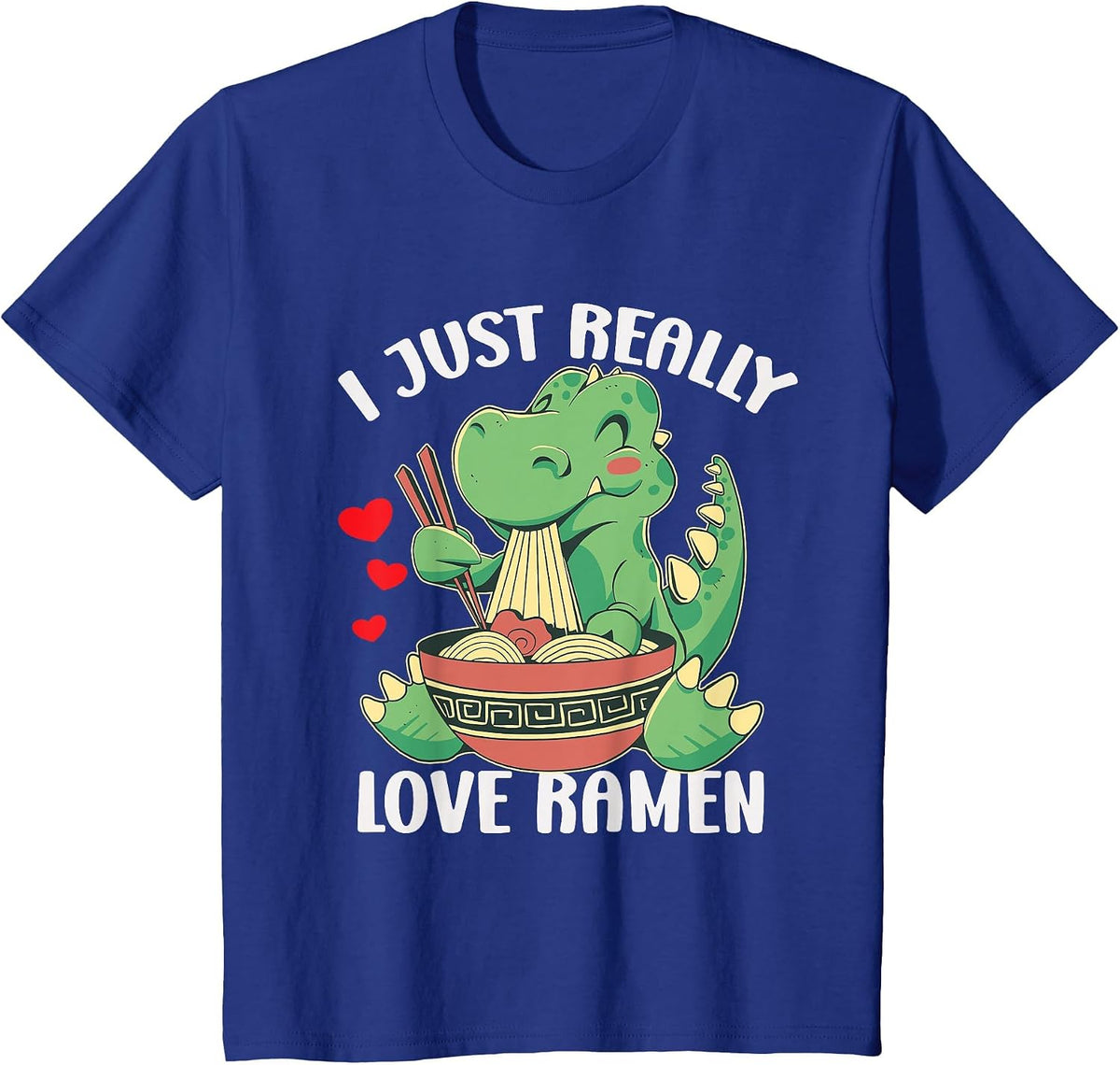 Funny T Rex Ramen Kawaii Anime Japanese Noodle Soup Kids T-Shirt - Royal Blue