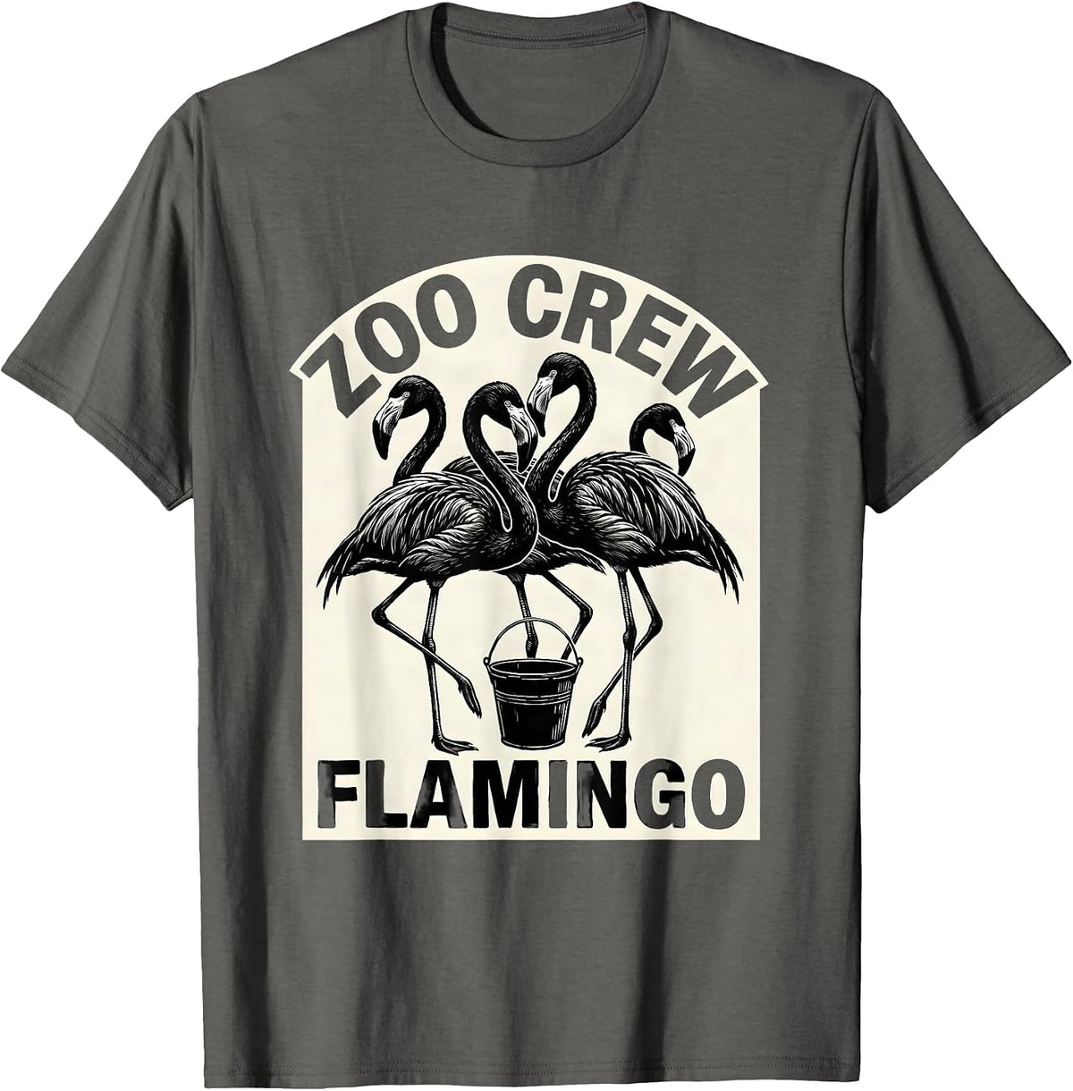 Zoo Crew Flamingo Scratchboard Flamingo Lover Kids Gift T-Shirt - Asphalt Grey