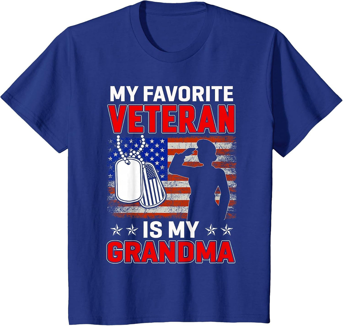 My Favorite Veteran is My Grandma USA Flag Veterans Day T-Shirt - Royal Blue