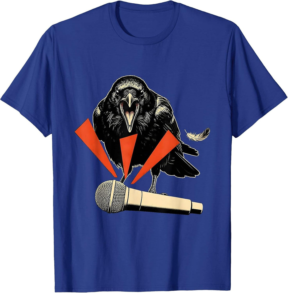 Men's Crow Over Mic F-Caw-F Dark Humor T-Shirt - Royal Blue