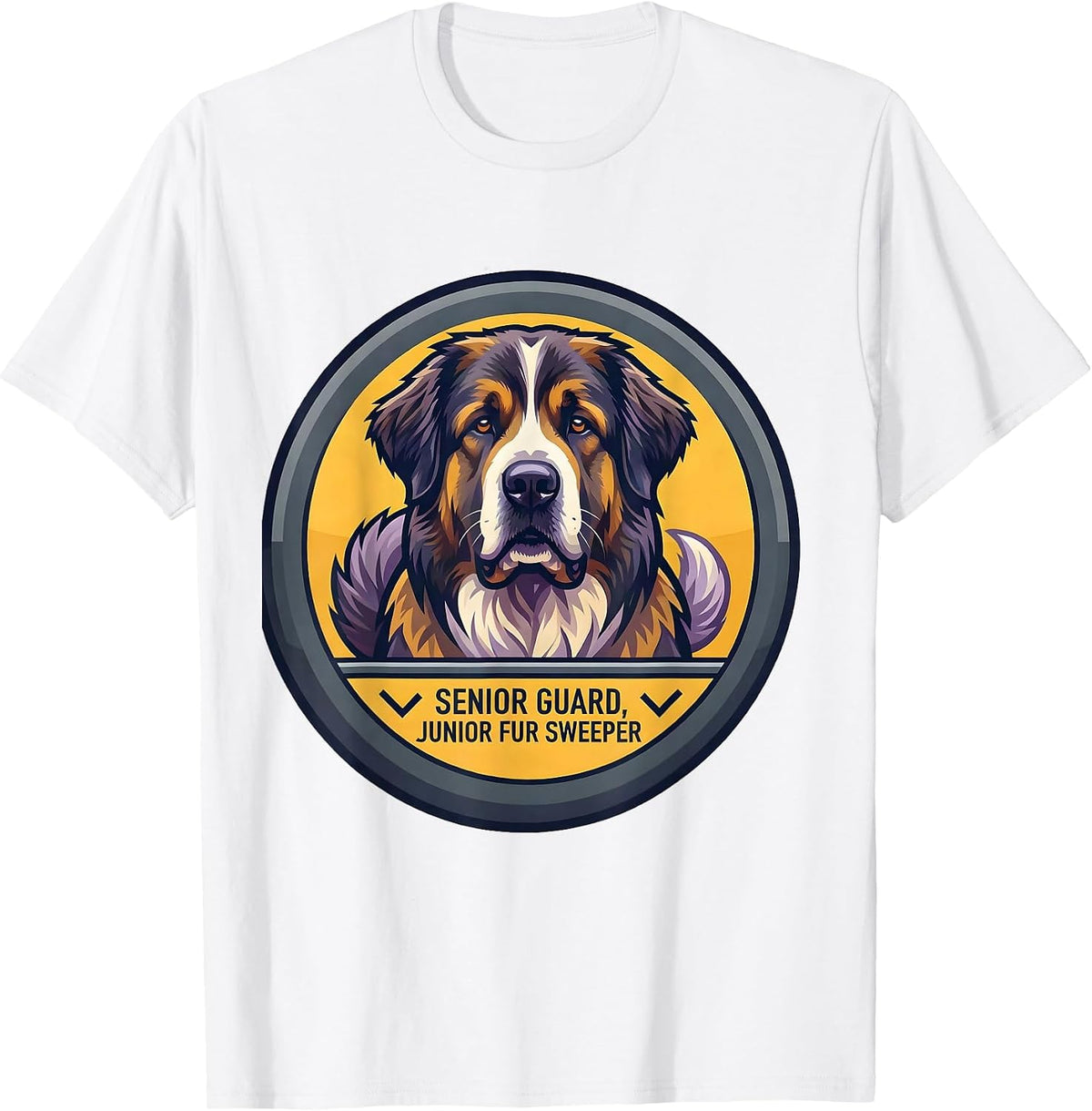 Men's Senior Guard Junior Fur Sweeper Funny Great Pyrenees Dog T-Shirt - White