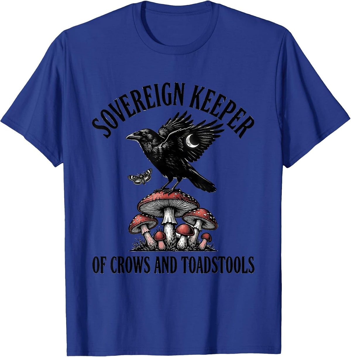 Sovereign Keeper of Crows and Toadstools Gothic T-Shirt - Royal Blue