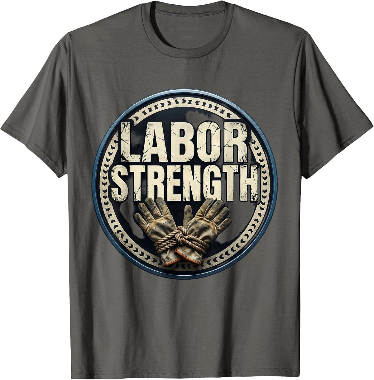 Men's Labor Strength Distressed Union Worker Solidarity Pride T-Shirt - Asphalt Grey
