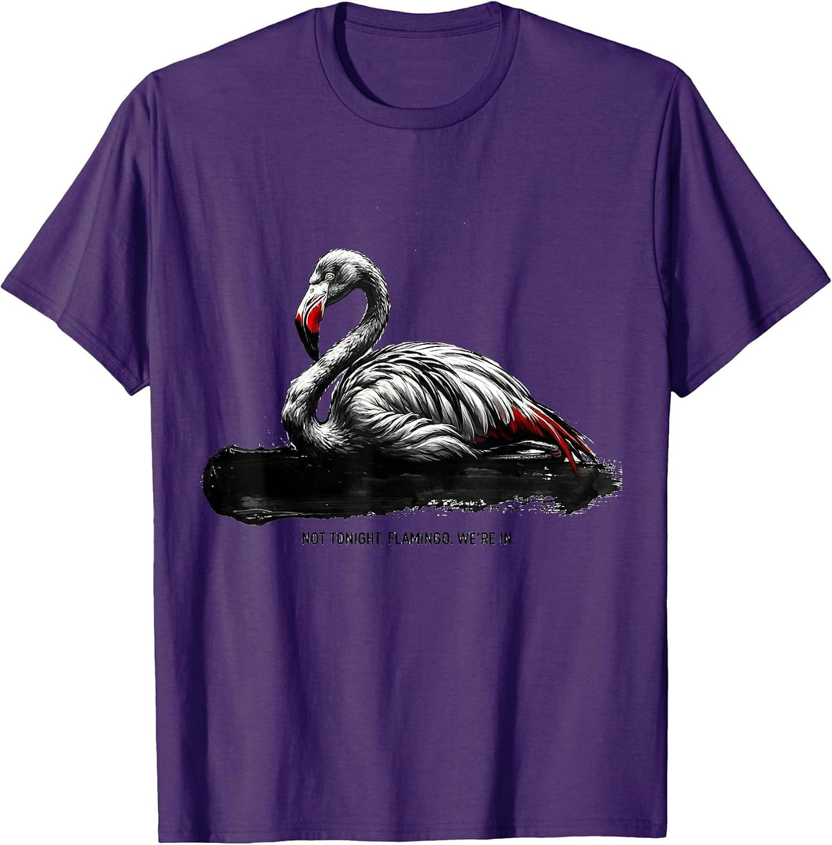 Men's Not Tonight Flamingo We're In Funny Animal Sleepshirt Pajama T-Shirt - Purple