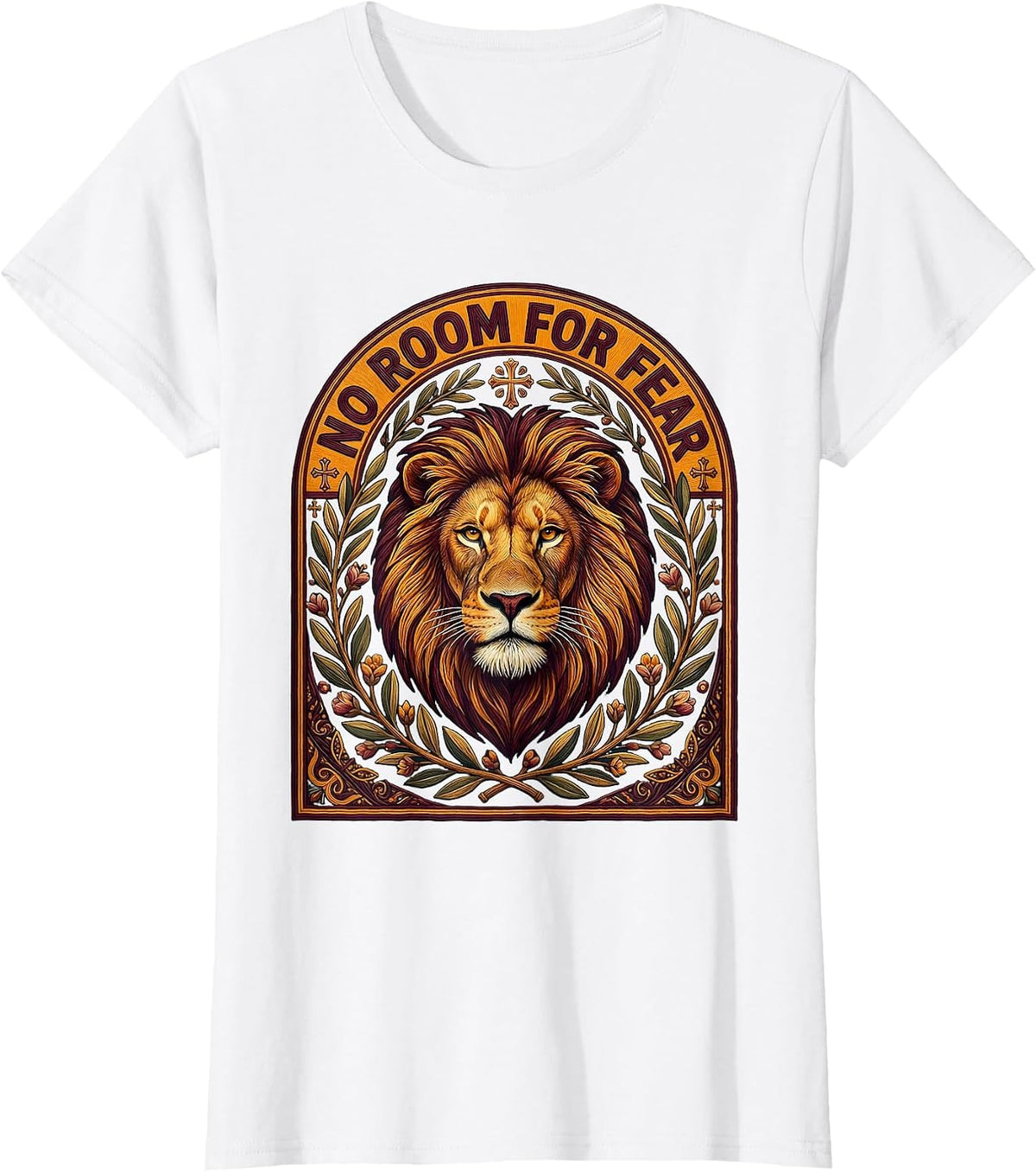 Women's No Room For Fear Faith Over Fear Graphic Design T-Shirt - White