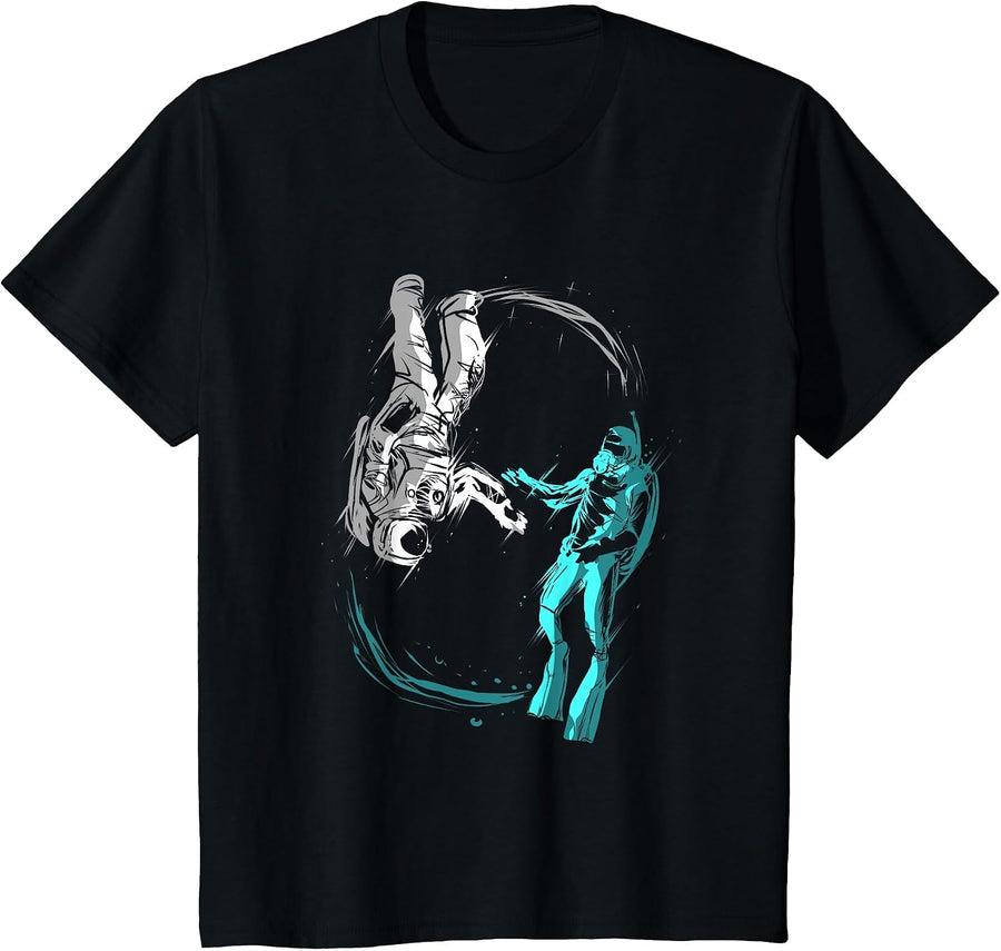 Astronaut and Scuba Diver for Dive Buddy Diving Underwater T-Shirt - Black