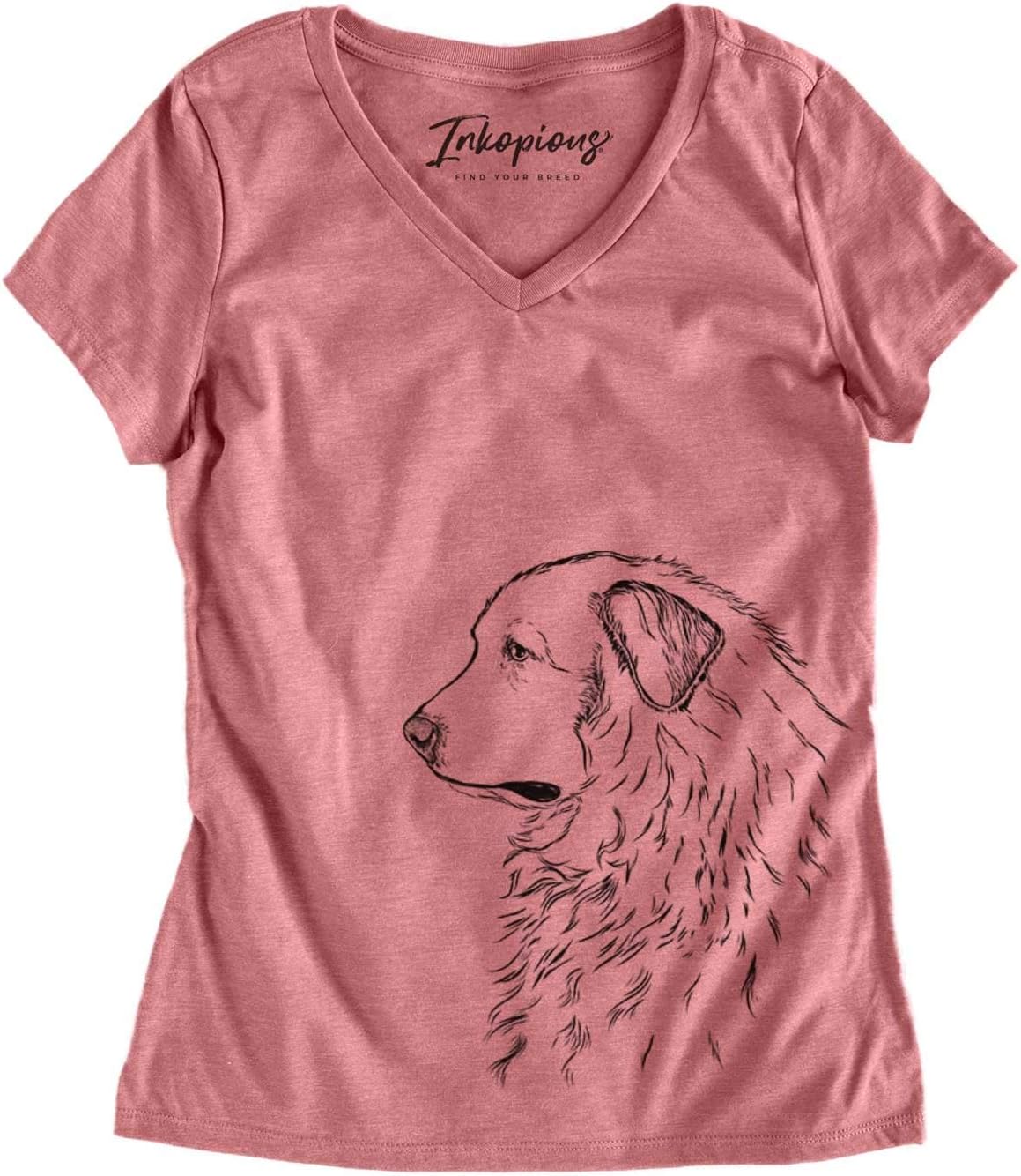 Inkopious Great Pyrenees Profile Triblend T-Shirt - Dusty Rose V-neck