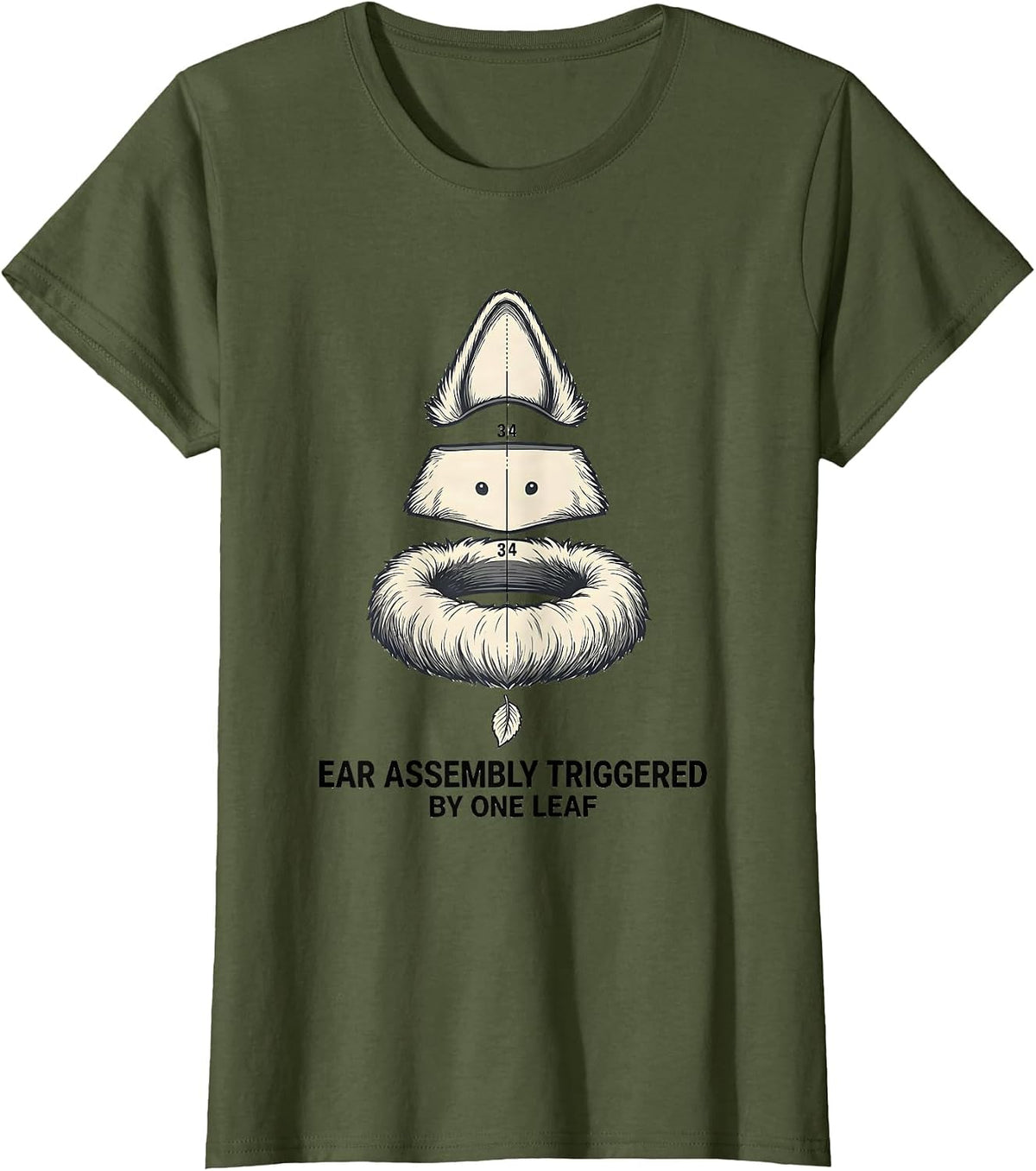 Women's Ear Assembly Triggered By One Leaf Funny Great Pyrenees Dog T-Shirt - Olive Green