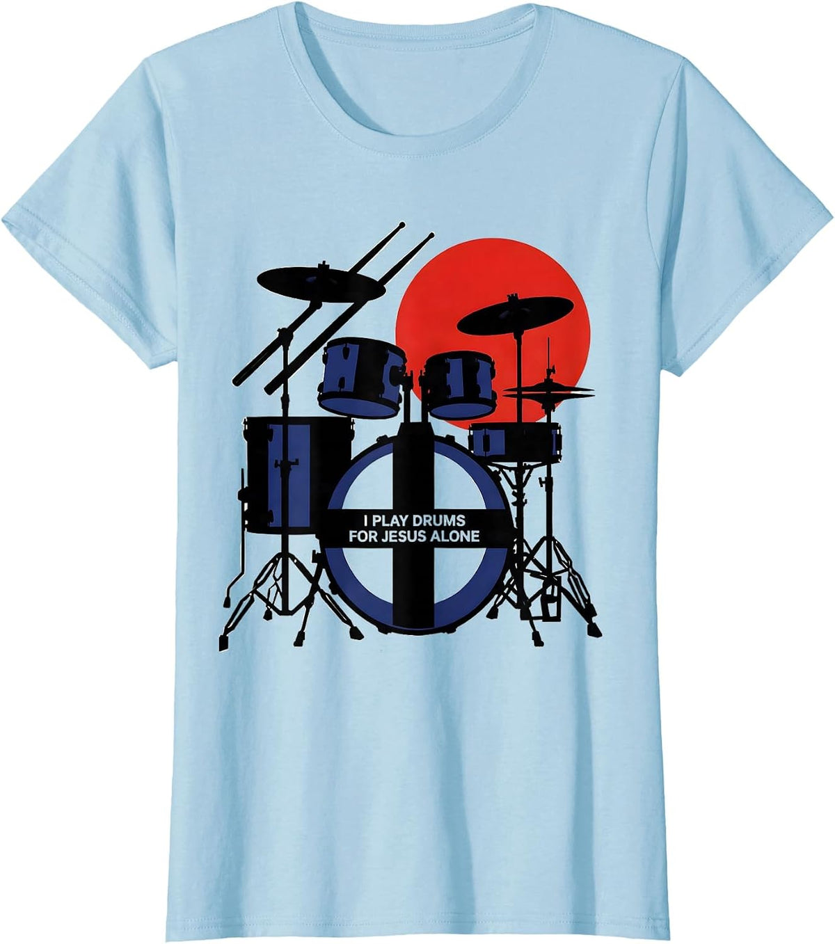I Play Drums For Jesus Alone Bauhaus Modernist Christian T-Shirt - Baby Blue