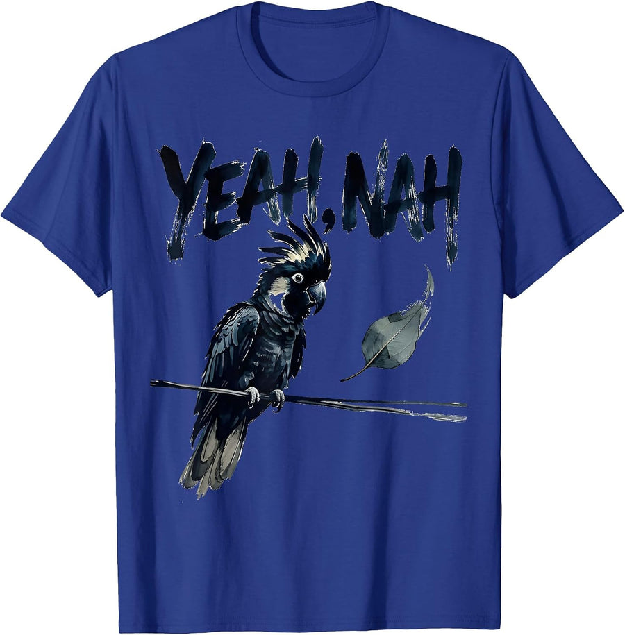 Yeah, Nah Worn Cockatoo Australian Wildlife Humor T-Shirt - Royal Blue