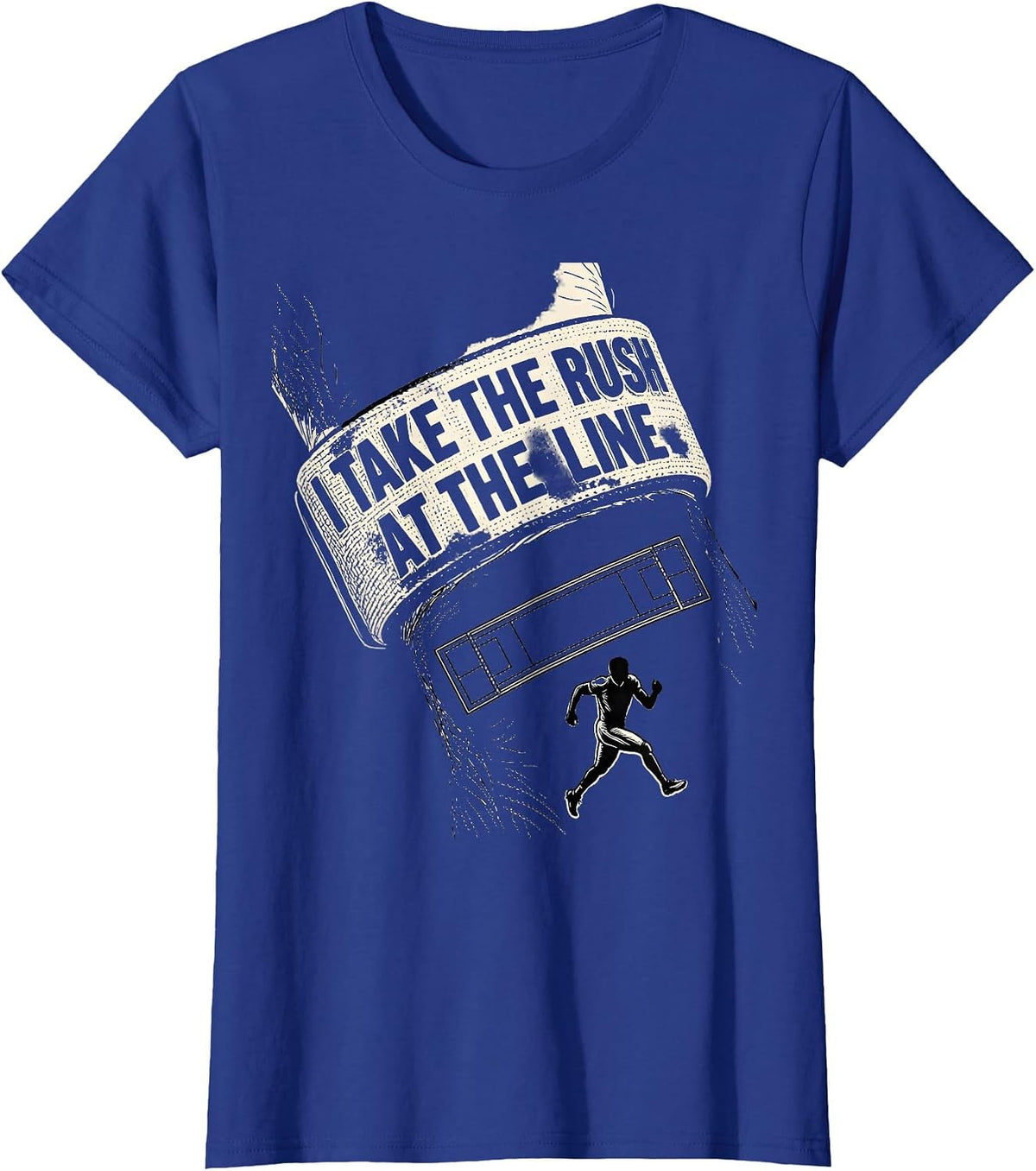 Women's I Take The Rush At The Line Funny Football Lineman Humor T-Shirt - Royal Blue