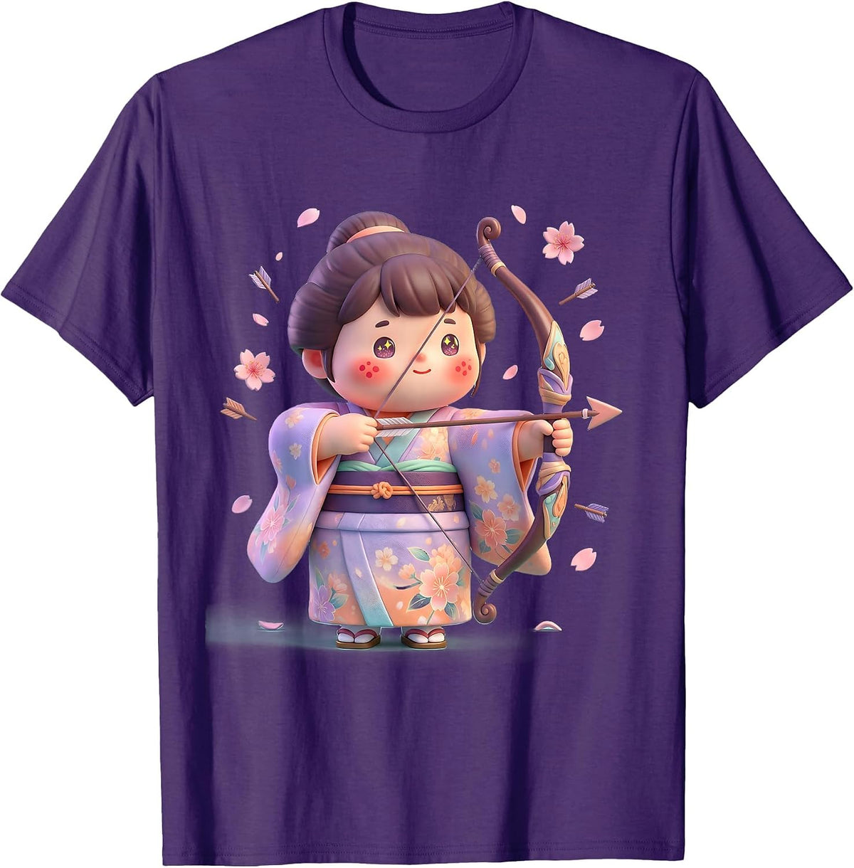 Traditional Japanese Archer Ceremonial Robes Design T-Shirt - Purple