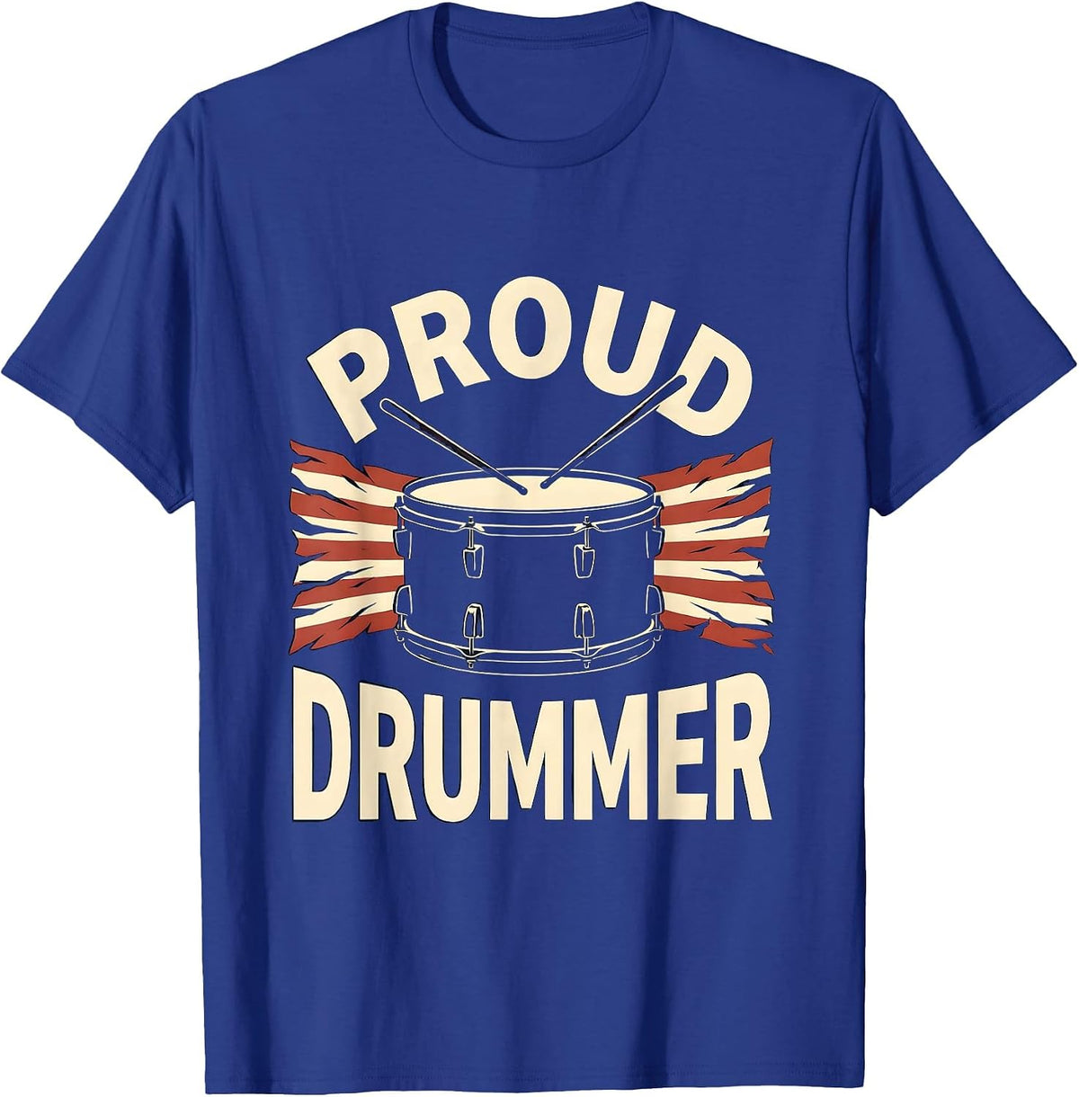 Proud Drummer Silhouette American Flag Patriotic Drummer T-Shirt - Royal Blue