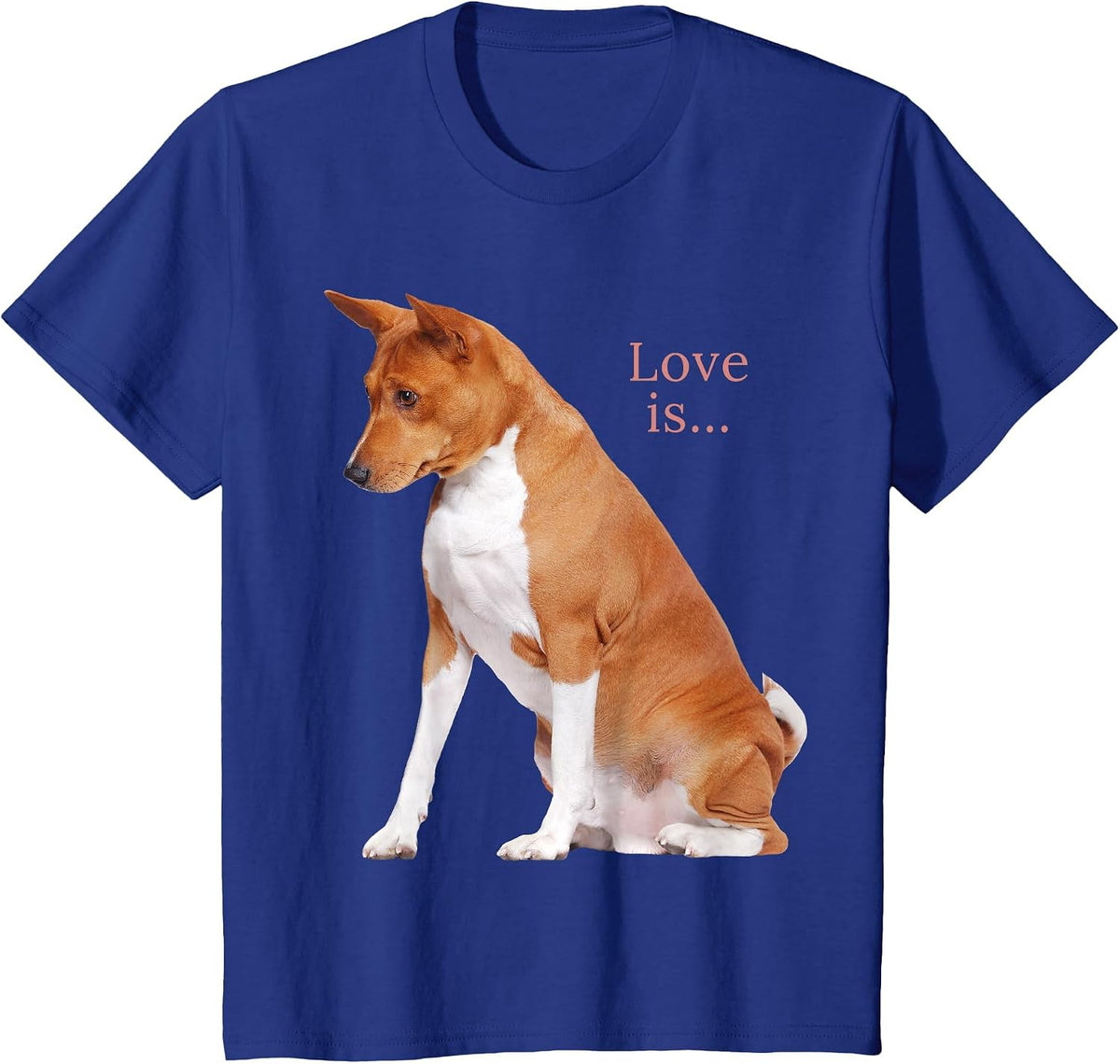 Basenji Shirt Dog Mom Dad Love Puppy Cute Love is Tee Pet T-Shirt - Royal Blue