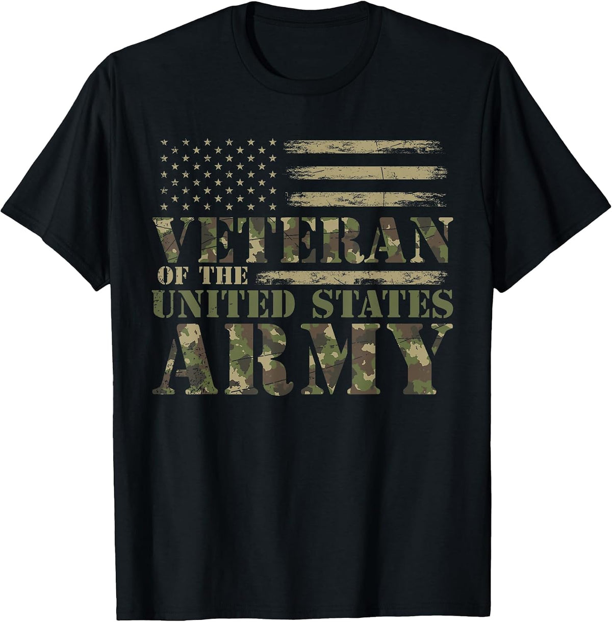 Proud Soldier United States Army USA Flag Camouflage Veteran T-Shirt - Black