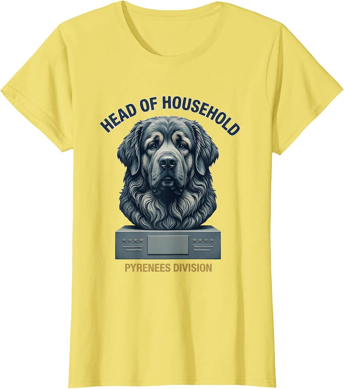 Head of Household Pyrenees Division Funny Dog Meme Dog Owner T-Shirt - Lemon Yellow