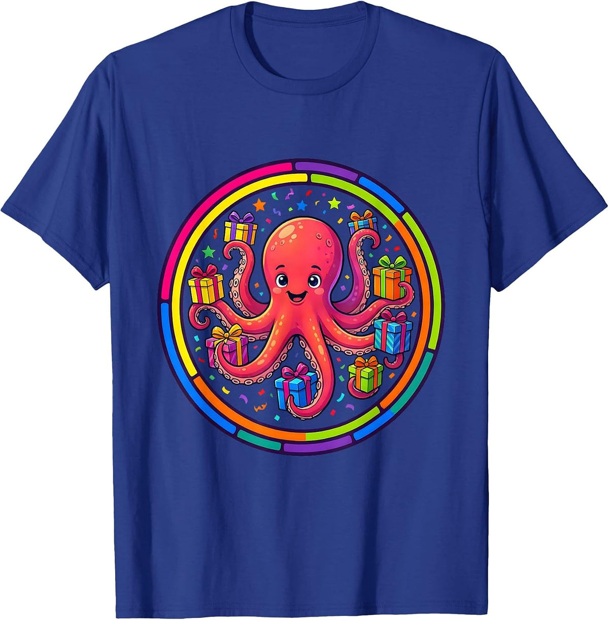 Men's Octopus Birthday Gift Holder Funny Celebration T-Shirt - Royal Blue