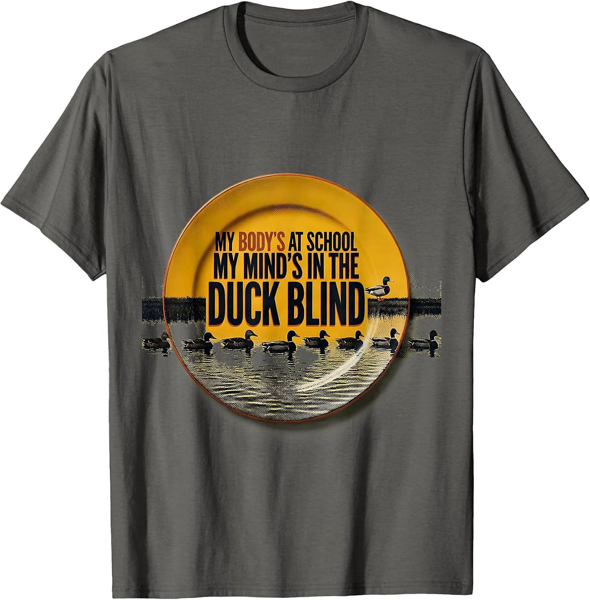 My Body's At School My Mind's In The Duck Blind Youth T-Shirt - Asphalt Grey