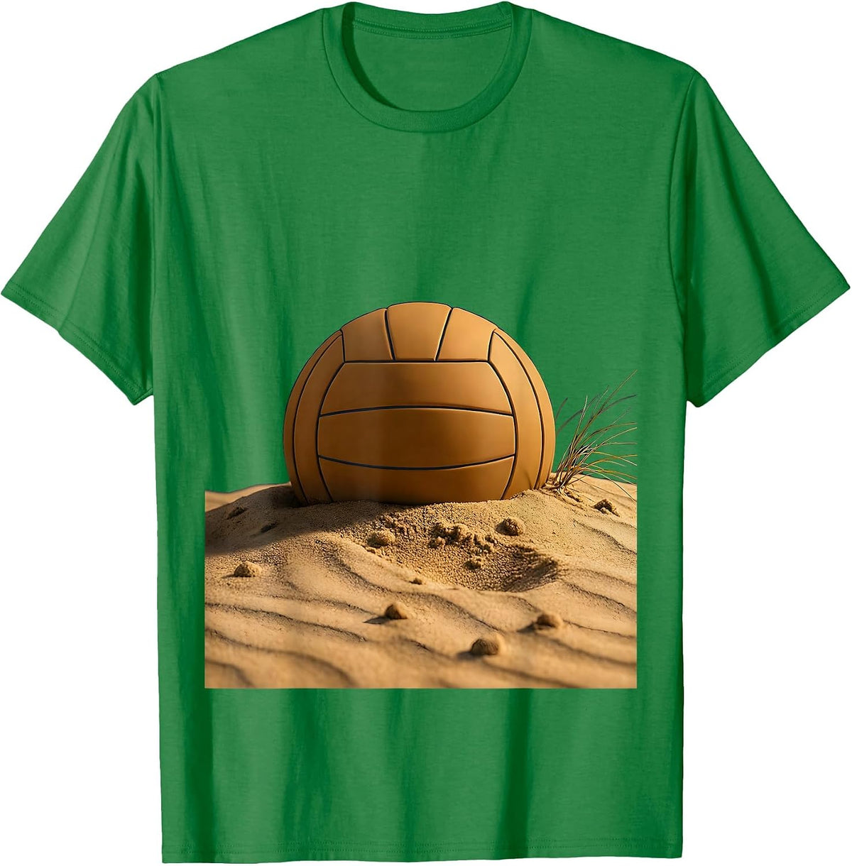 Men's Weathered Volleyball Half-Buried in Beach Sand T-Shirt - Kelly Green