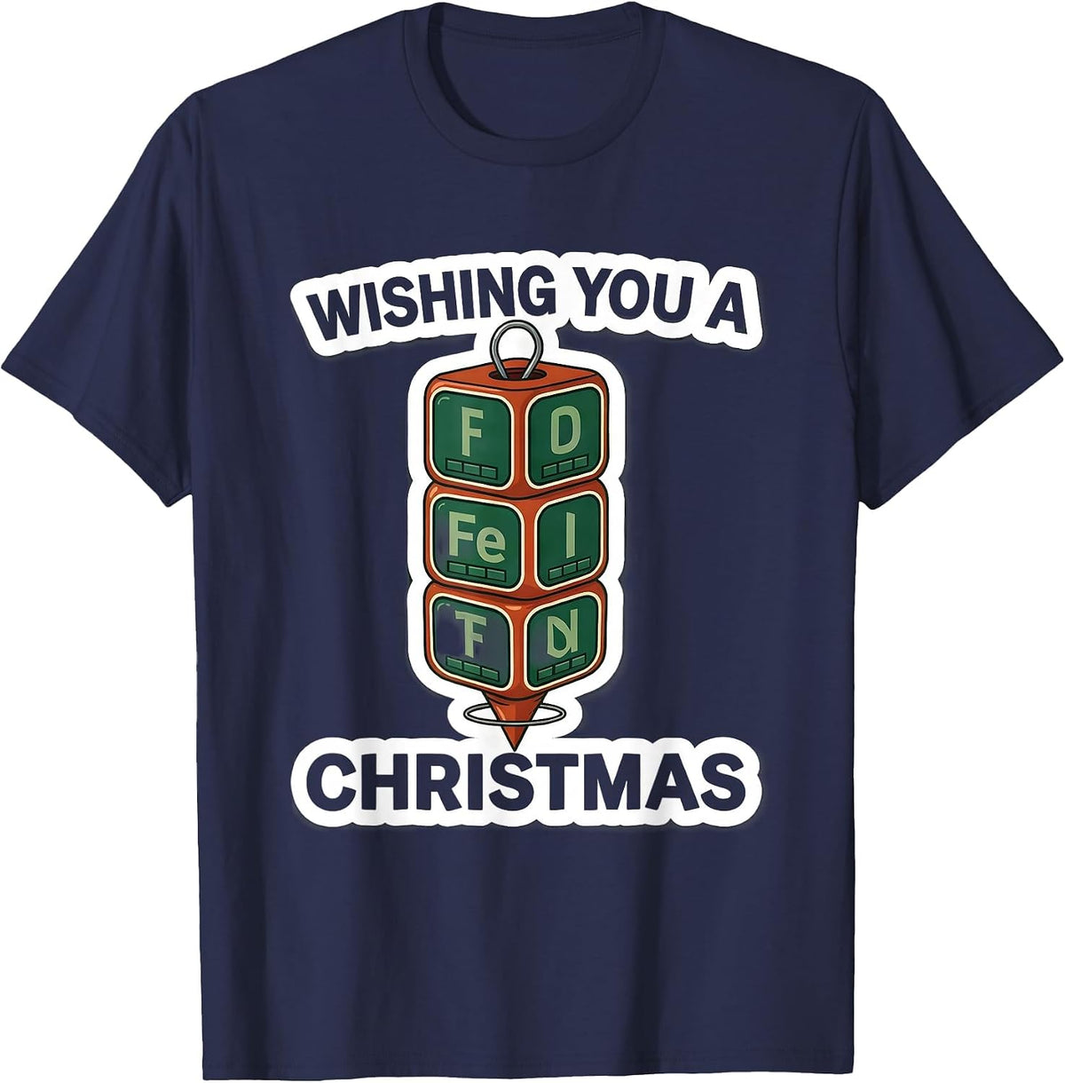 Men's Wishing You A Ferrous Christmas Funny Science Teacher Gift T-Shirt - Navy Blue