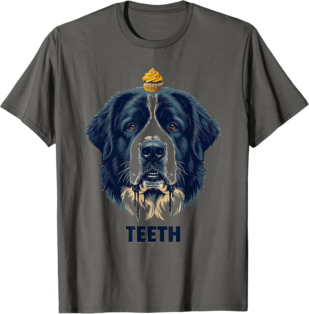 TEETH Funny Great Pyrenees Jowls Drooling Dog Mom Dog Dad T-Shirt - Asphalt Grey