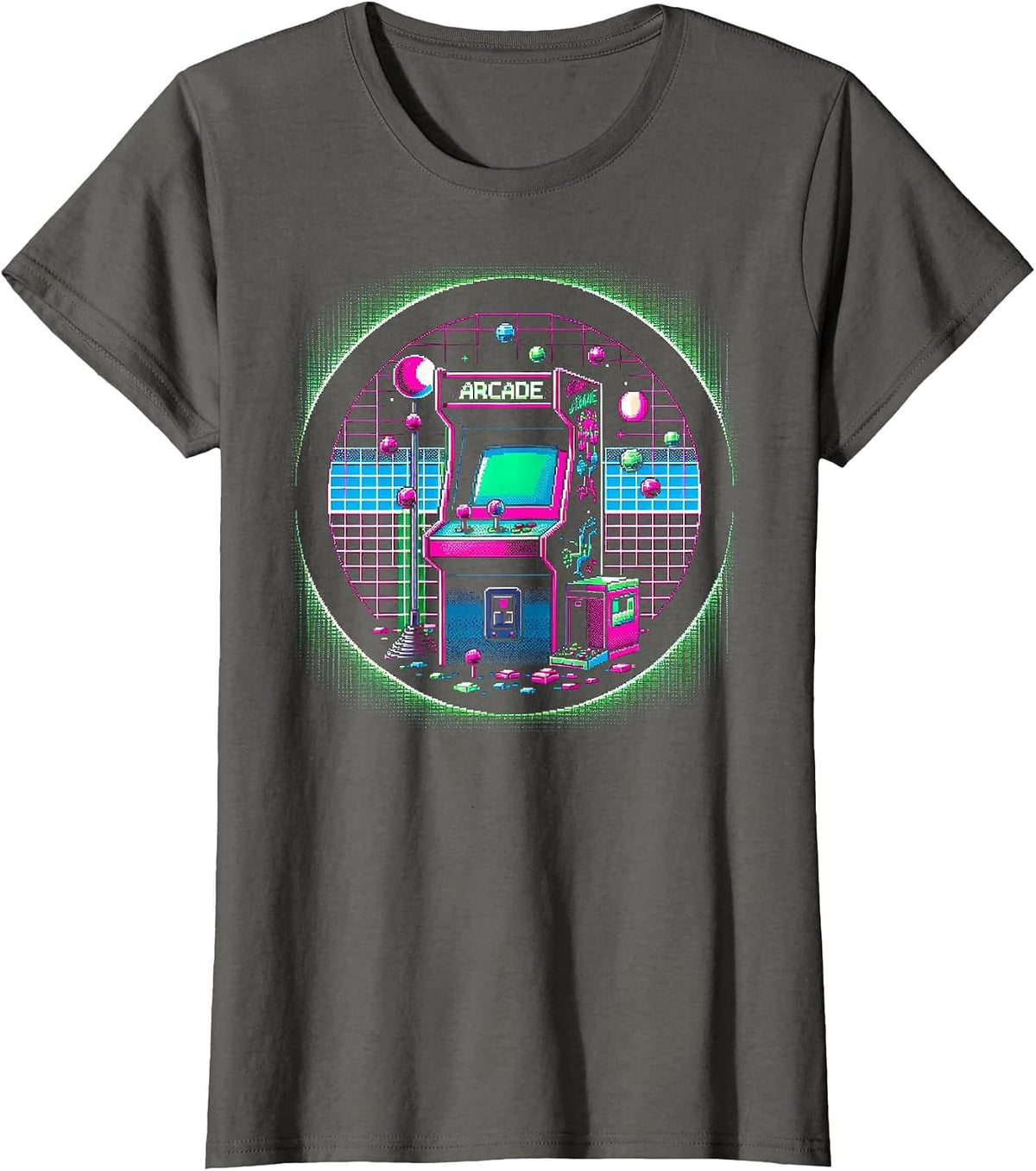 Classic 1980s Arcade Design T-Shirt - Asphalt Grey