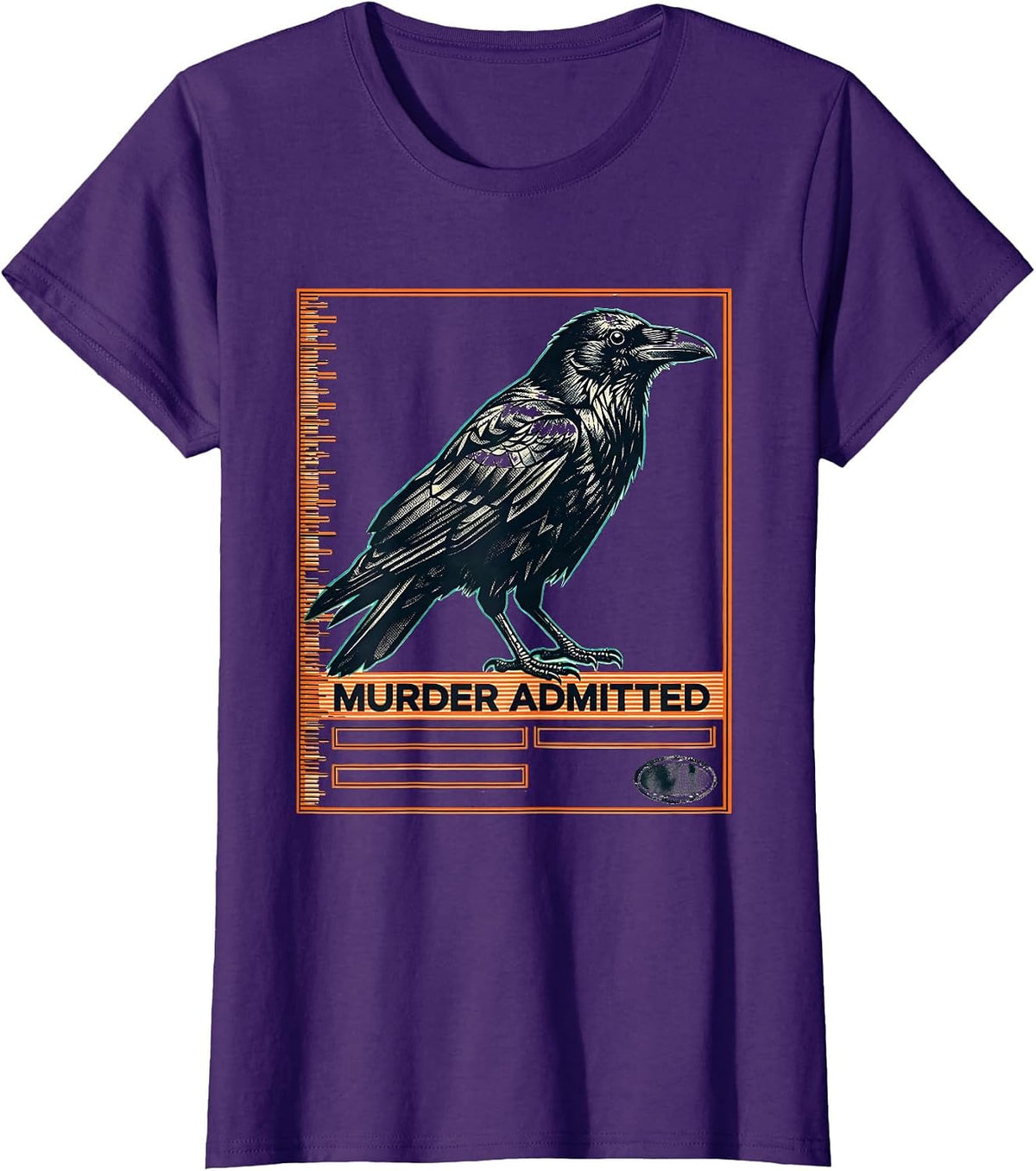 Women's Murder Admitted Gothic Raven Humor Crow Lover Literary Pun T-Shirt - Purple