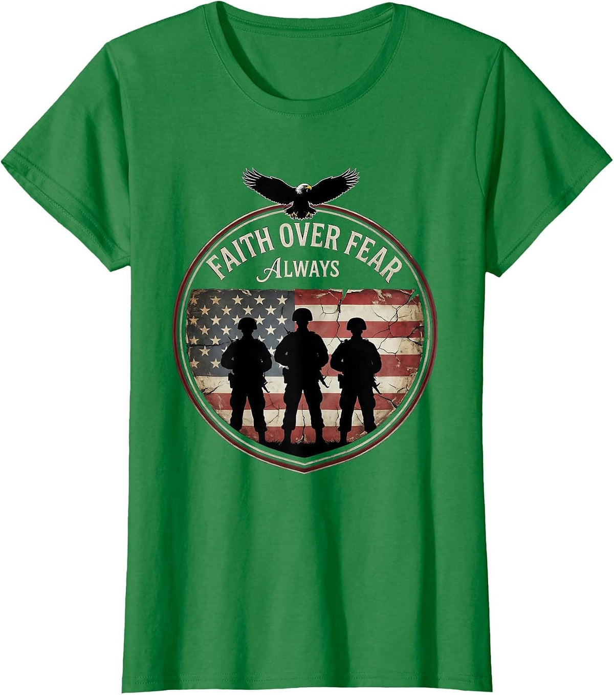 Women's Faith Over Fear Always Freedom Graphic Design T-Shirt - Kelly Green