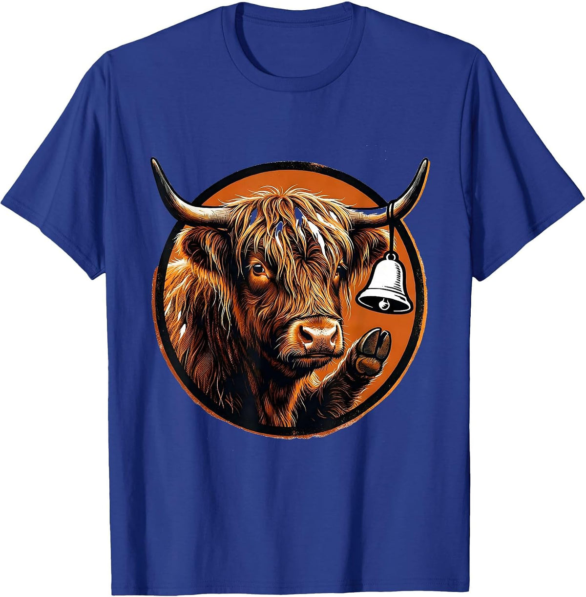 Highland Cow Ghost Bell Fall Halloween Humor T-Shirt - Royal Blue
