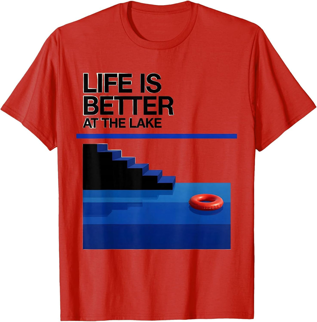 Men's Life Is Better At The Lake Funny Lake Life Boater Kayak T-Shirt - Red