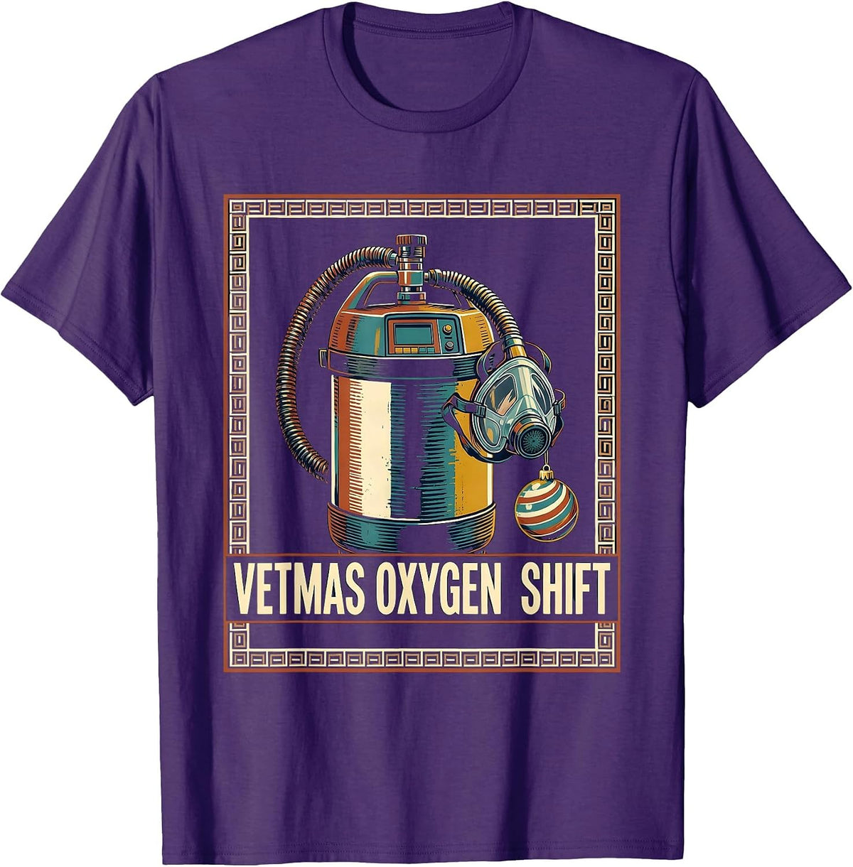 Vetmas Oxygen Shift Funny Vet Tech Christmas Veterinary T-Shirt - Purple