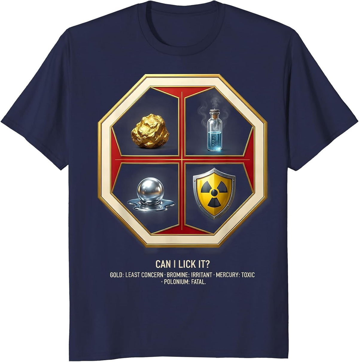 Can I Lick It Funny Periodic Table Science Teacher Humor T-Shirt - Navy Blue