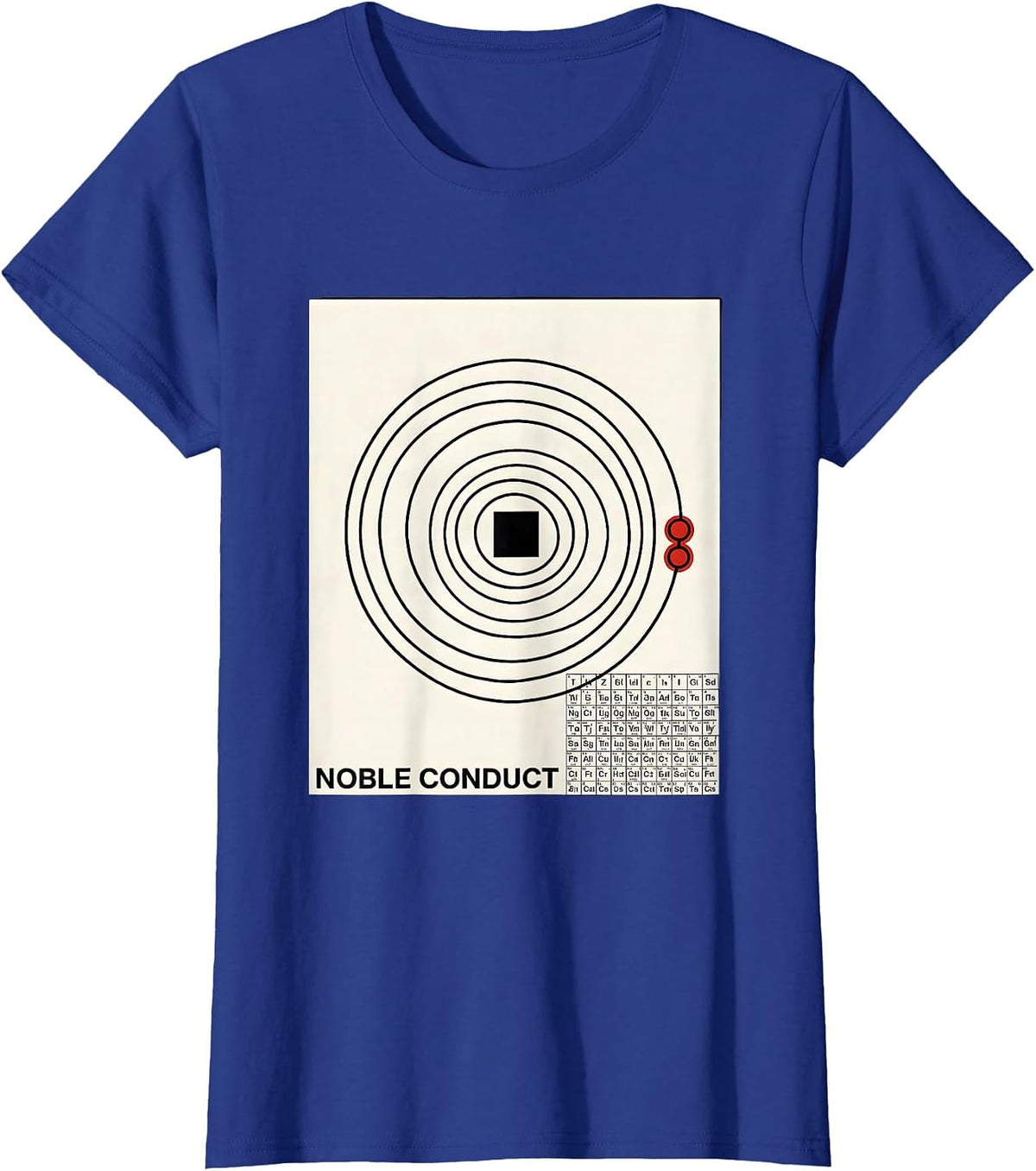 Women's Noble Conduct Swiss International Chemistry Humor Science T-Shirt - Royal Blue