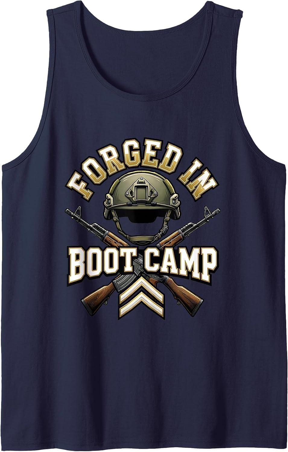Forged in Boot Camp US Army Graphic Design Tank Top - Navy Blue