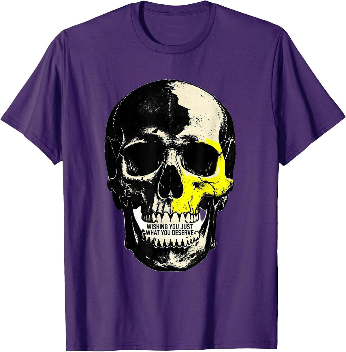 Men's Wishing You Just What You Deserve Edgy Punk Skull Streetwear T-Shirt - Purple