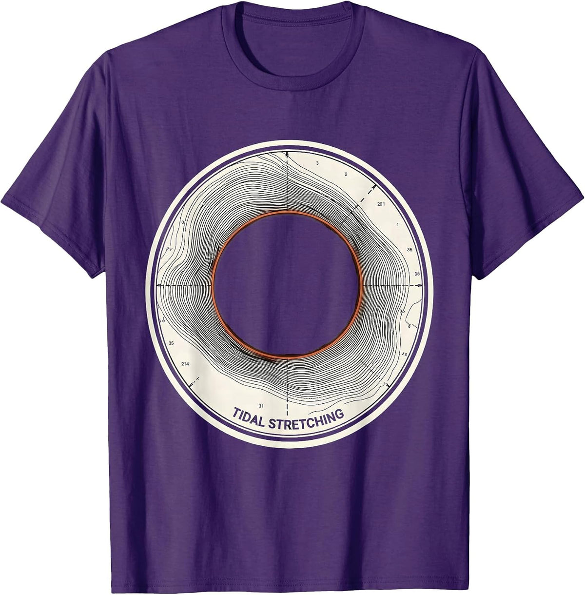 Men's Tidal Stretching Topographic Contour Black Hole Astrophysics T-Shirt - Purple