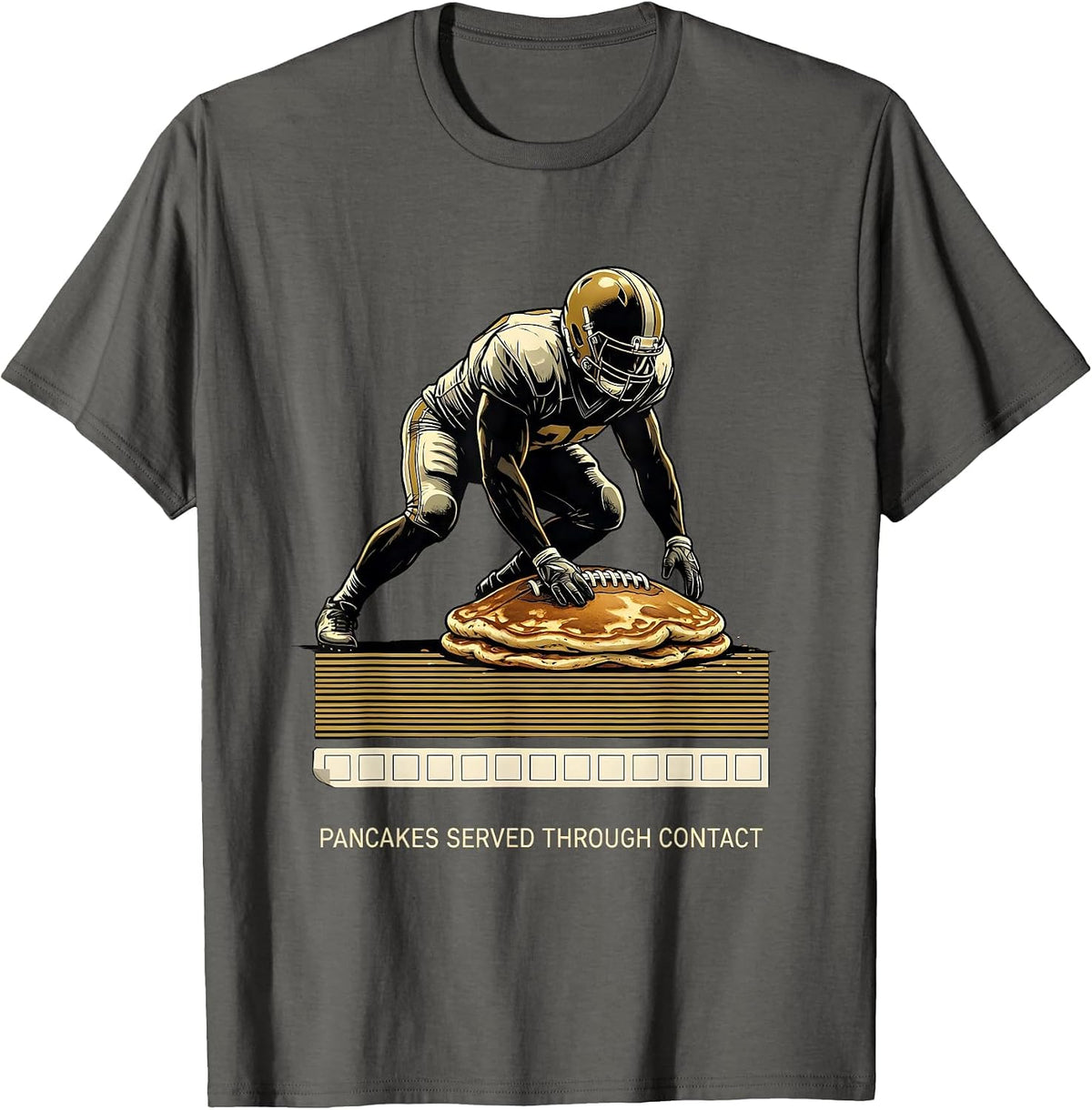 Men's Pancakes Served Through Contact Funny Offensive Lineman T-Shirt - Asphalt Grey