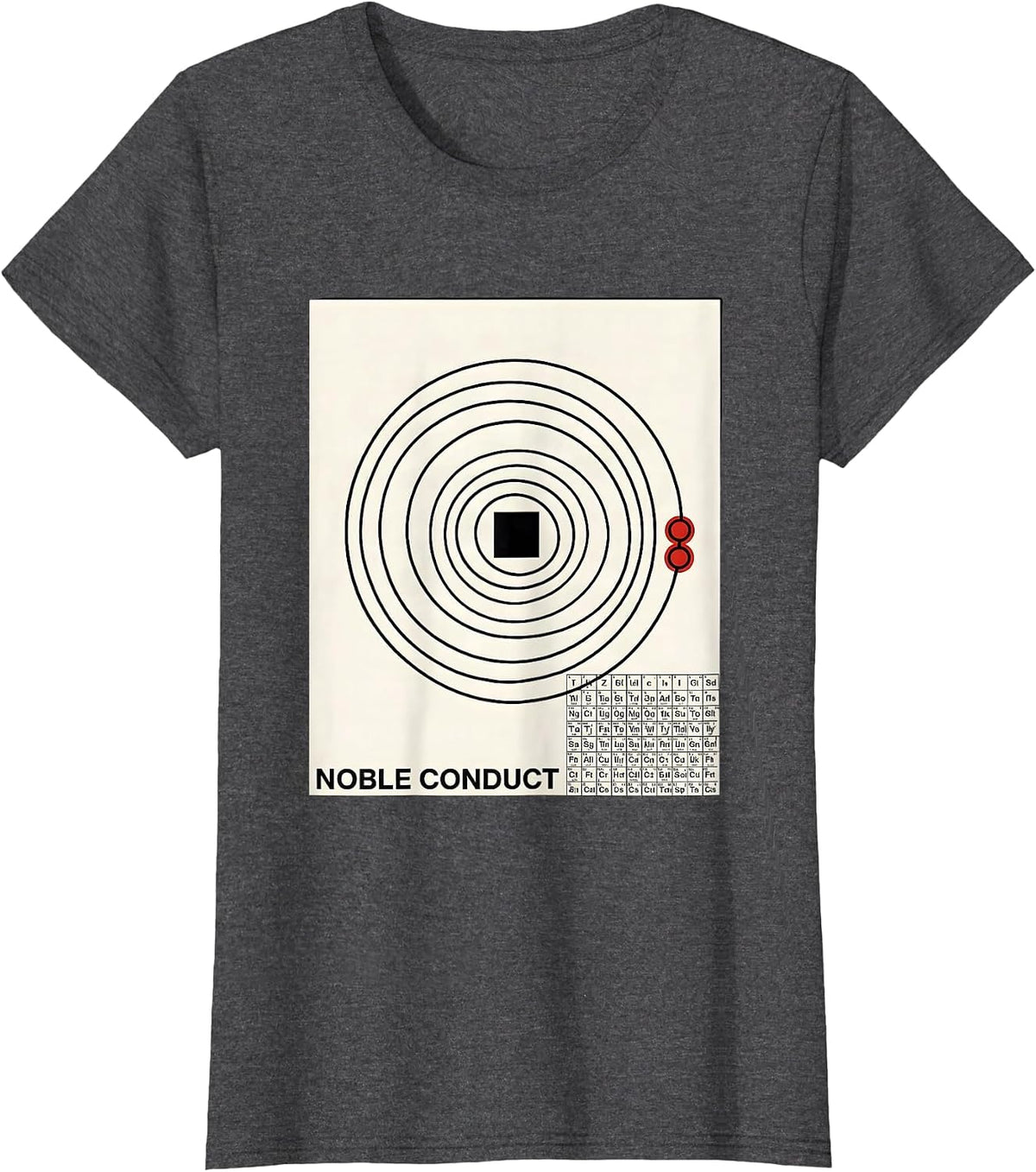 Women's Noble Conduct Swiss International Chemistry Humor Science T-Shirt - Dark Heather Grey