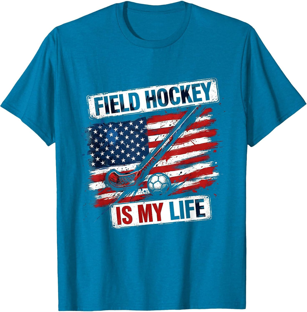 Field Hockey Is My Life Passionate Player Design T-Shirt - Sapphire Blue