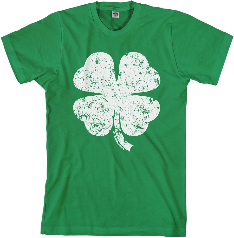 Threadrock Men's Distressed Four Leaf Clover T-Shirt - Kelly Green