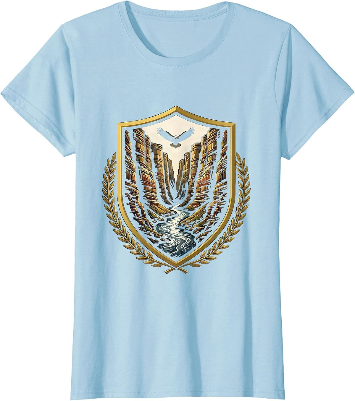 Women's Faith Over Fear Canyon River Illustration T-Shirt - Baby Blue